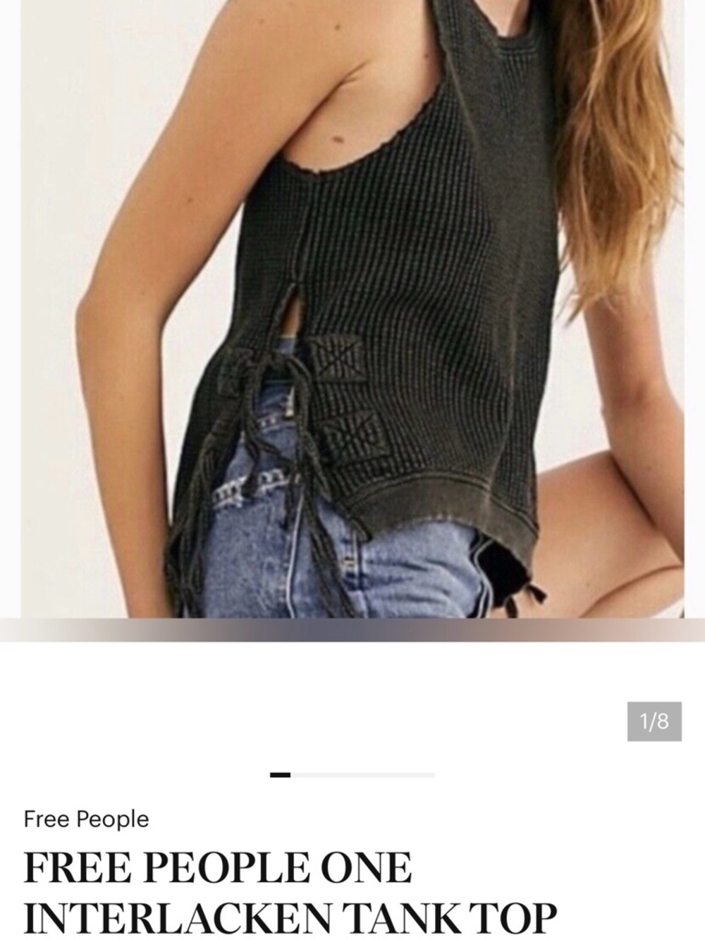 NWOT Free People Olive Green Ribbed Lace-Up Tank Top